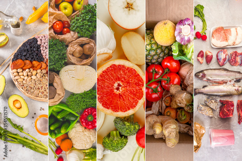 Healthy food eating collage photo