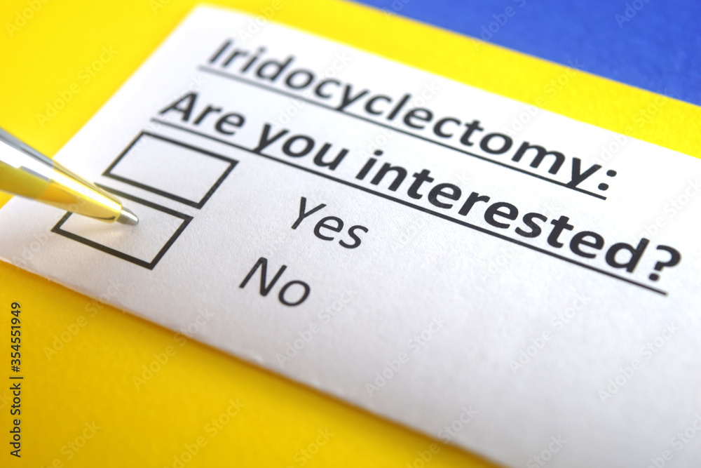 One person is answering question about iridocyclectomy. One person is answering question about iridocyclectomy.