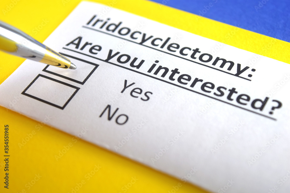 One person is answering question about iridocyclectomy. One person is answering question about iridocyclectomy.