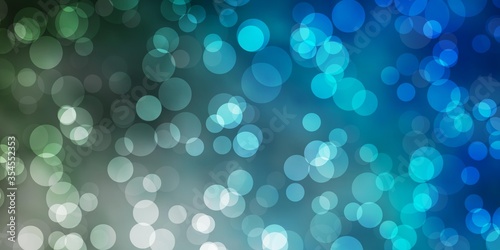 Light Blue, Yellow vector background with bubbles. Abstract colorful disks on simple gradient background. Design for your commercials.