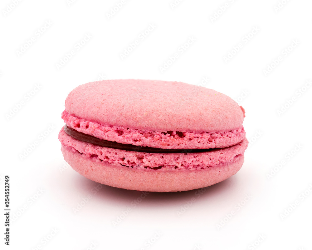 Colorful pink macaroon on white background. clipping path Colorful pink macaroon on white background. clipping path