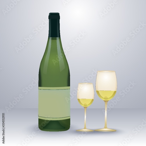 Wine bottle and glasses
