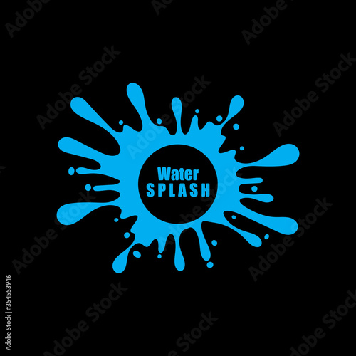 water splash blue color circle template on black background vector