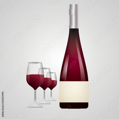 Bottle of wine with glass