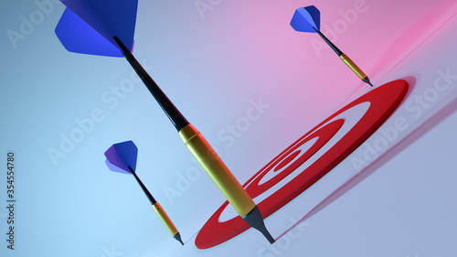 Target shot opportunity dartboard performance how accurate can it be win looser miss fail flunk throw loss failure score on white background competition archery isolated 3d illustration