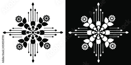 abstract black and white background with flowers