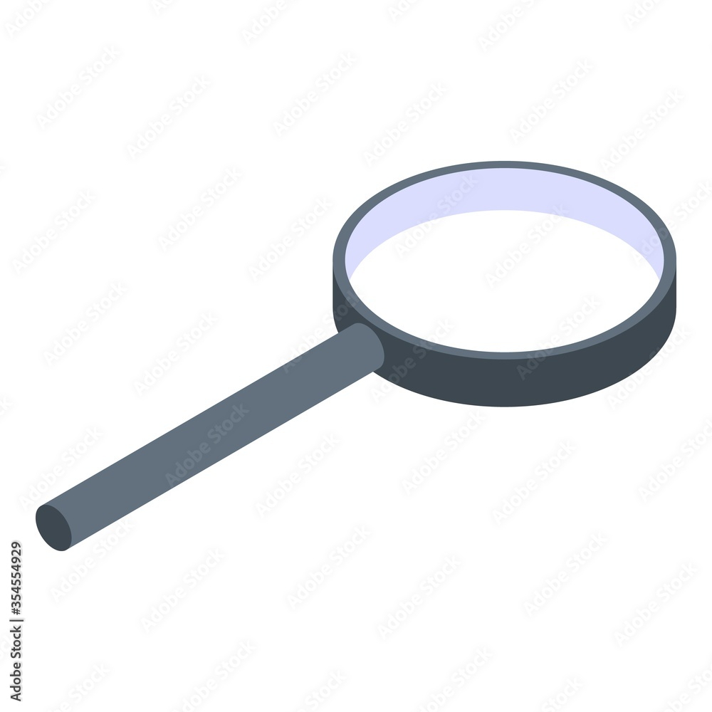 Magnifying glass icon. Isometric of magnifying glass vector icon for web design isolated on white background Magnifying glass icon. Isometric of magnifying glass vector icon for web design isolated on white background