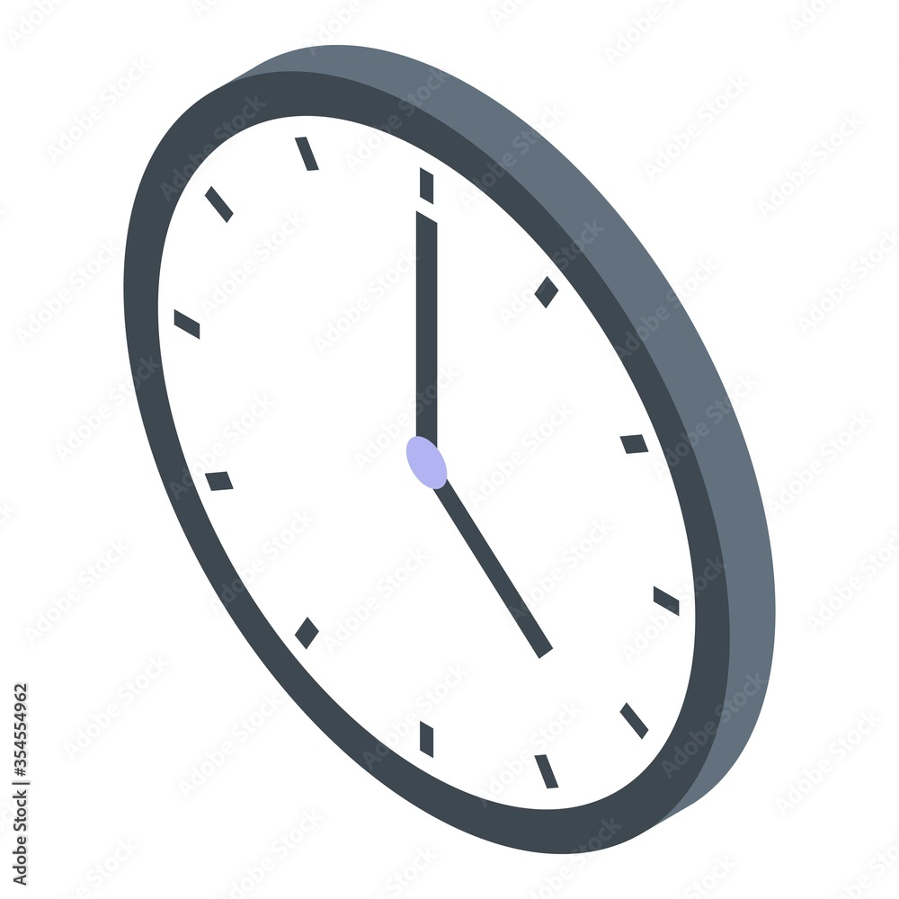 Round clockicon. Isometric of round clock vector icon for web design isolated on white background
