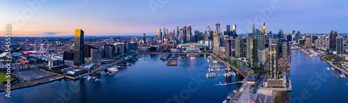 Aerial view of Melbourne's docklands precinct with the CBD in the background photo