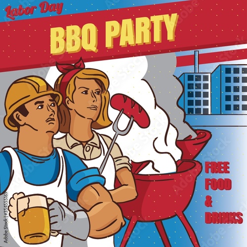 Labor day bbq party poster