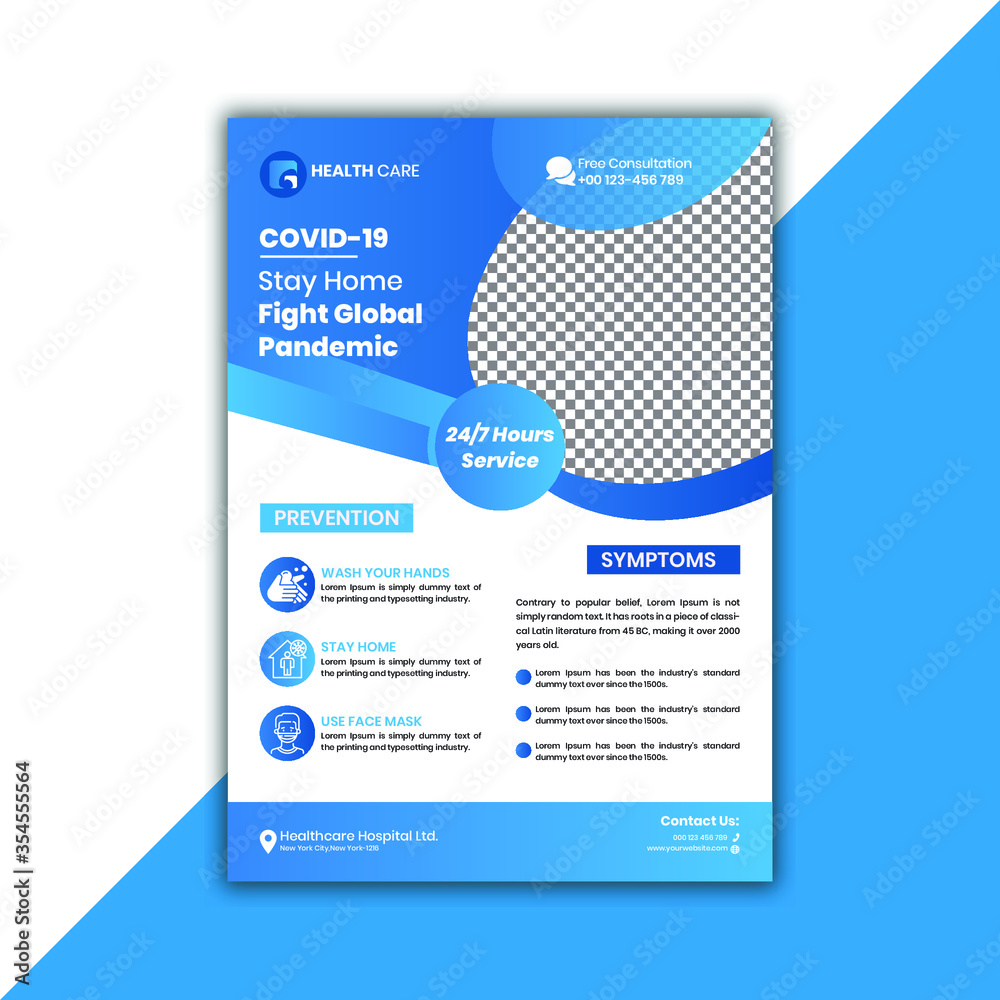 Coronavirus and Covid 19 Awareness Flyer Design And Template, A4 Size Flyer Design. Coronavirus and Covid 19 Awareness Flyer Design And Template, A4 Size Flyer Design.