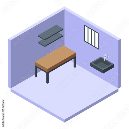 Prison room icon. Isometric of prison room vector icon for web design isolated on white background