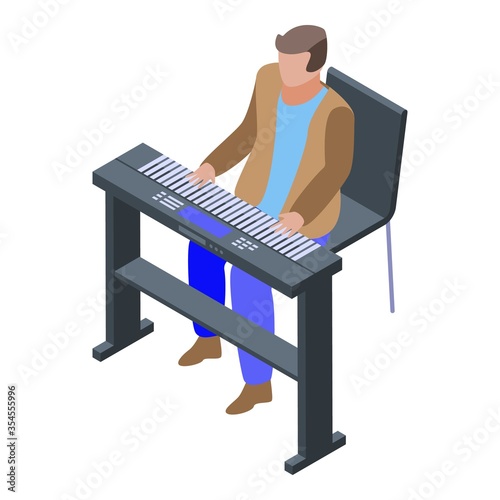 Pianist singer icon. Isometric of pianist singer vector icon for web design isolated on white background