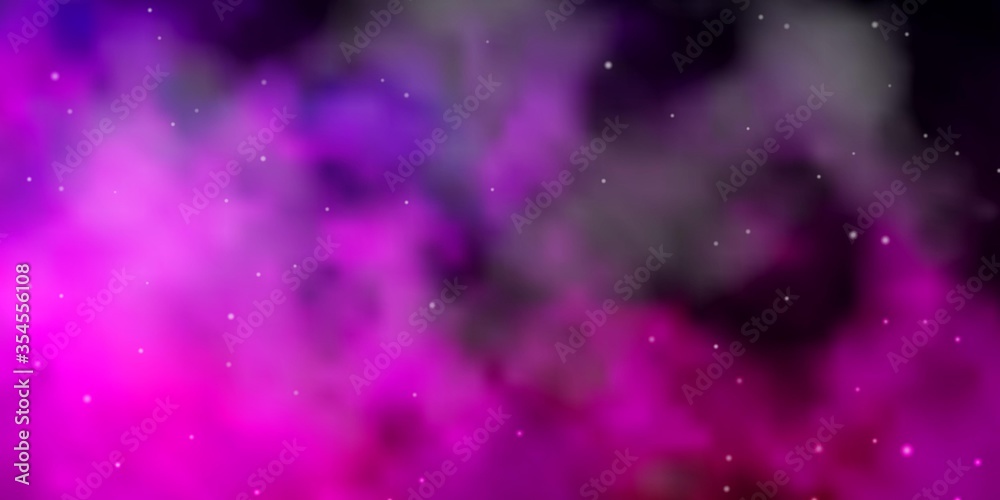 Obraz premium Dark Purple, Pink vector background with colorful stars. Colorful illustration with abstract gradient stars. Design for your business promotion.