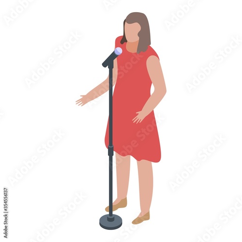 Woman singer artist icon. Isometric of woman singer artist vector icon for web design isolated on white background