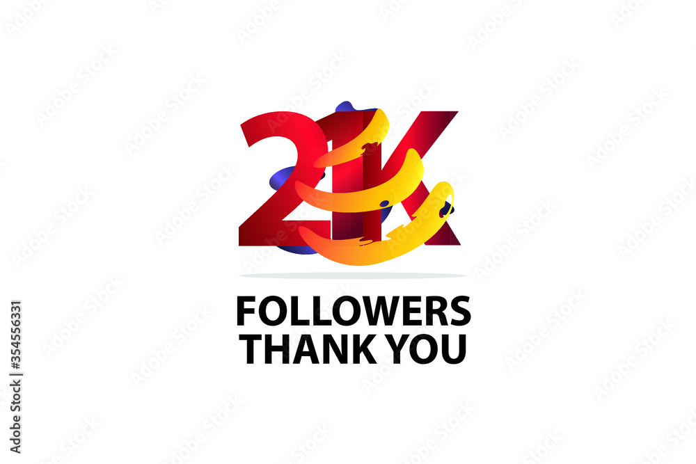 21K, 21.000 Followers Thank you logo Sign Ribbon Gold space Red and Blue, Yellow number vector illustration for social media, internet - vector 21K, 21.000 Followers Thank you logo Sign Ribbon Gold space Red and Blue, Yellow number vector illustration for social media, internet - vector