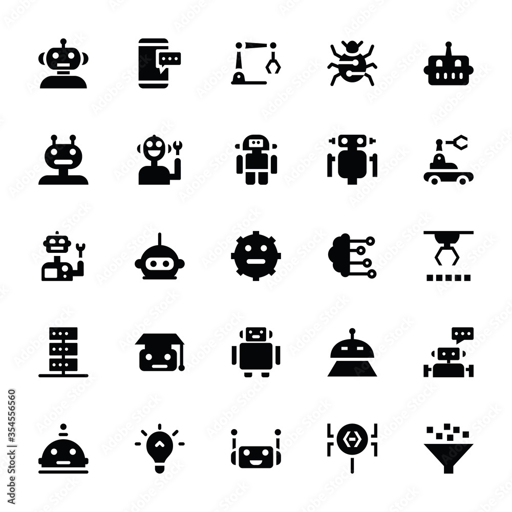Artificial Intelligence and Robotics Glyph Icons Artificial Intelligence and Robotics Glyph Icons