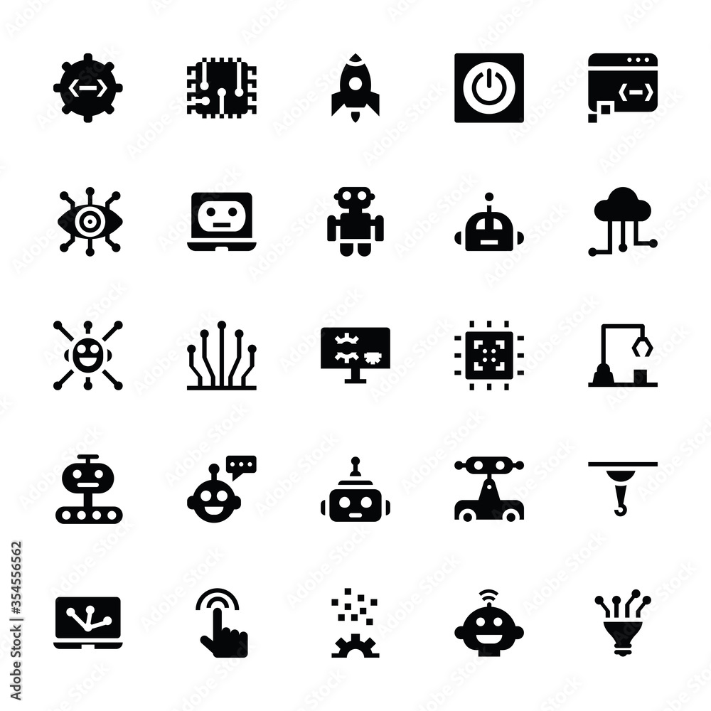 Robots and Artificial Intelligence Glyph Icons Robots and Artificial Intelligence Glyph Icons