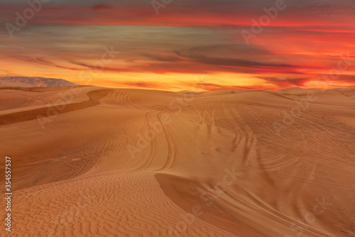 Desert red sunset sand dunes, United Arab Emirates, Dubai © Travel Faery