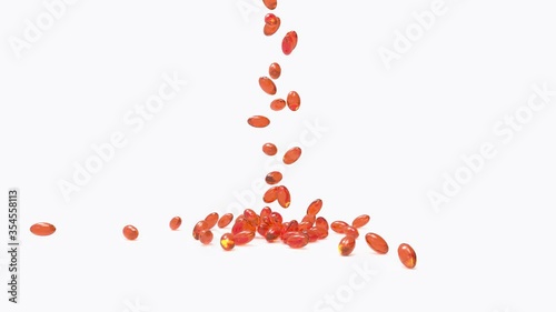 gell capsule falling 3d animation on white background photo