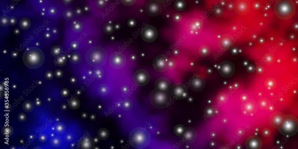 Obraz premium Dark Purple, Pink vector background with colorful stars. Shining colorful illustration with small and big stars. Pattern for wrapping gifts.