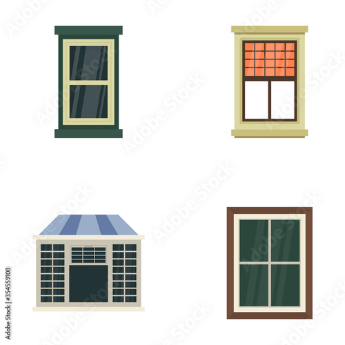 Apartment Window Flat Vector Icons 