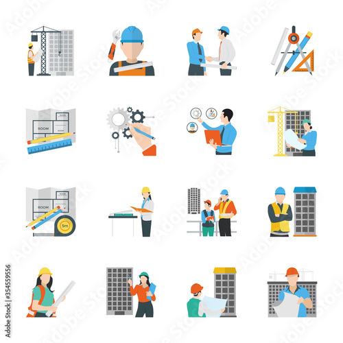 Civil Engineering Flat Icons 