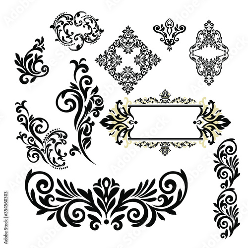 Vector illustration VINTAGE. ornamental floral elements for tattoo, design, cards and prints. Abstract floral vector illustration.