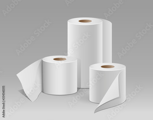 White paper roll three roll collections design, on gray background, vector illustration