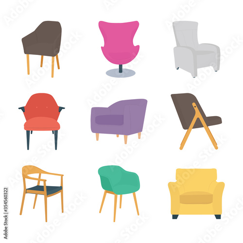 Chairs Flat Icons Set © Vectors Market