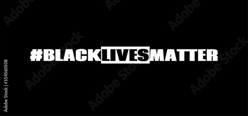 Black lives matter text and hashtag. Vector banner for social media posts against racism. Social movement