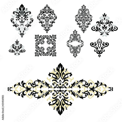 Vector illustration VINTAGE. ornamental floral elements for tattoo  design  cards and prints. Abstract floral vector illustration.