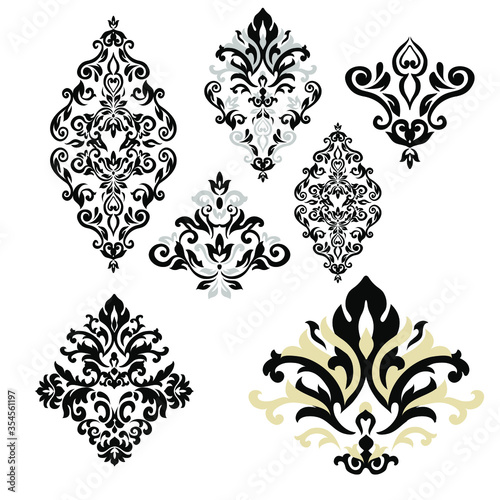 Vector illustration VINTAGE. ornamental floral elements for tattoo, design, cards and prints. Abstract floral vector illustration.