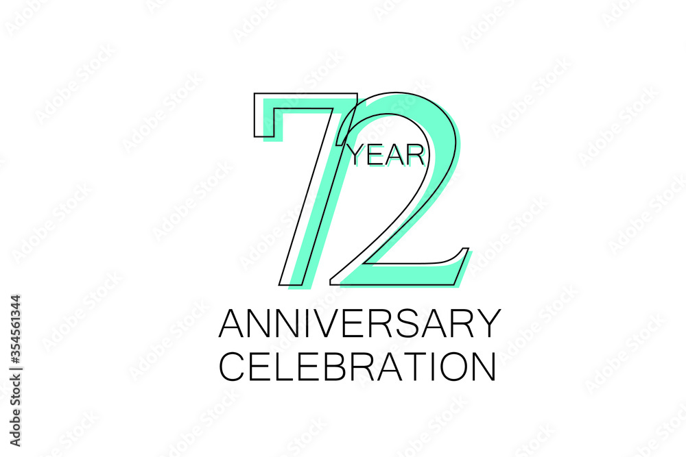 72 year Anniversary, Sleek and Clean Design, Inspired by Comic and Magazine Looks, Pastel Blue Color, Dedicated for invitation, greeting card - Vector 72 year Anniversary, Sleek and Clean Design, Inspired by Comic and Magazine Looks, Pastel Blue Color, Dedicated for invitation, greeting card - Vector