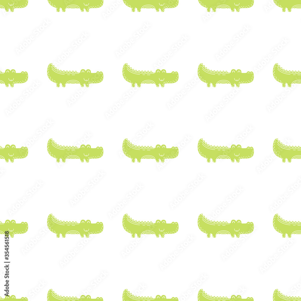 Obraz premium Cute seamless vector pattern with crocodiles
