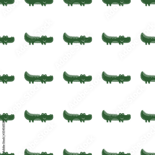 Cute seamless vector pattern with crocodiles
