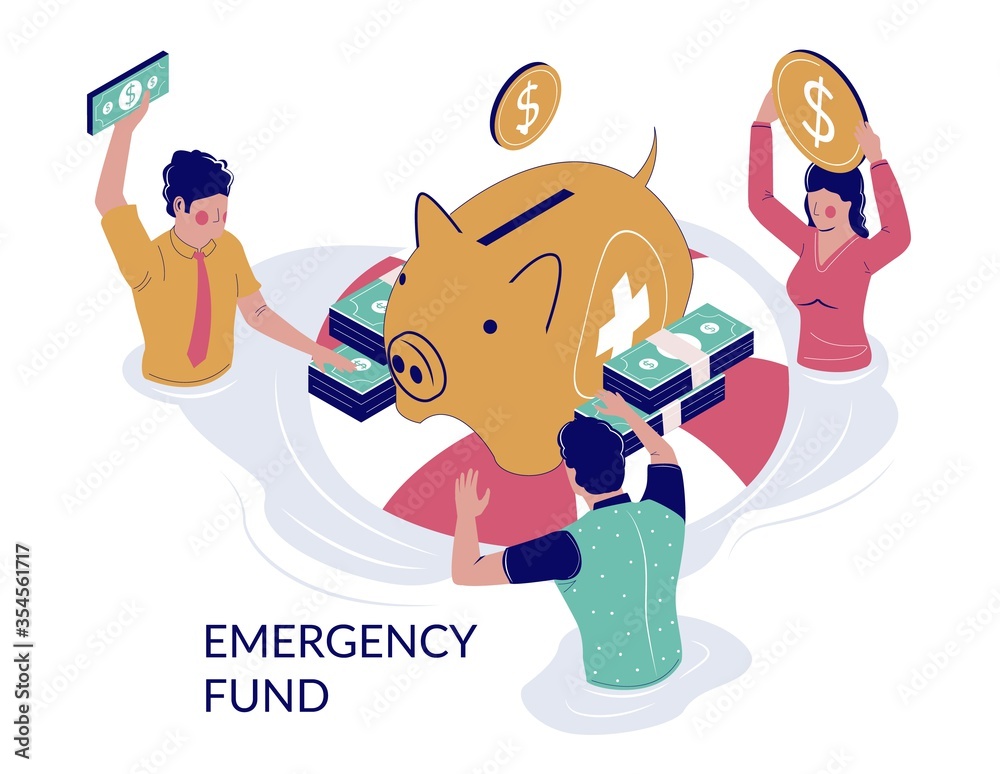 Emergency fund vector concept for web banner, website page - obrazy, fototapety, plakaty 