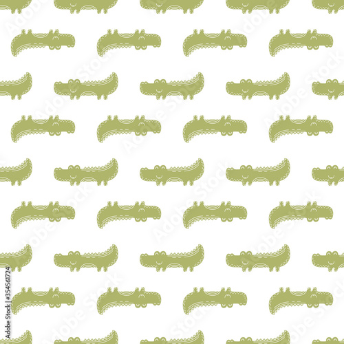 Cute seamless vector pattern with crocodiles