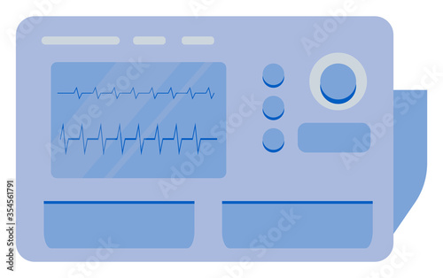 Cardiogram medical equipment, heartbeat analysis online. Modern technology with cardiography icon, hospital element, diagnosis app, healthcare logo vector