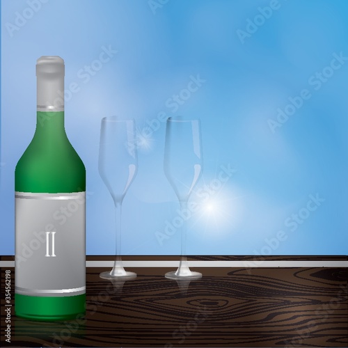 Champagne bottle and glass