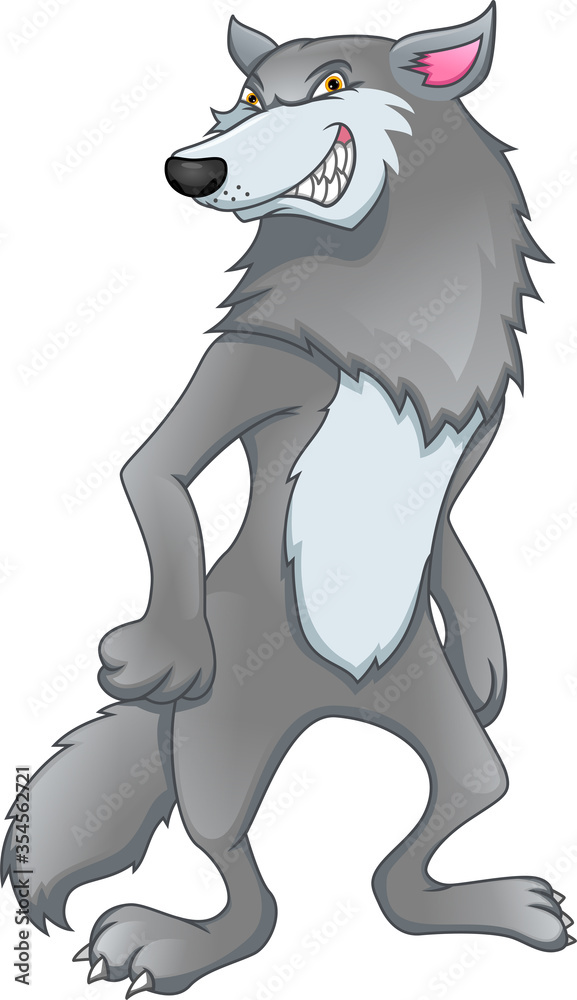 cute wolf cartoon on a white background Stock Vector | Adobe Stock