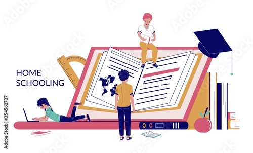 Home schooling vector concept for web banner, website page