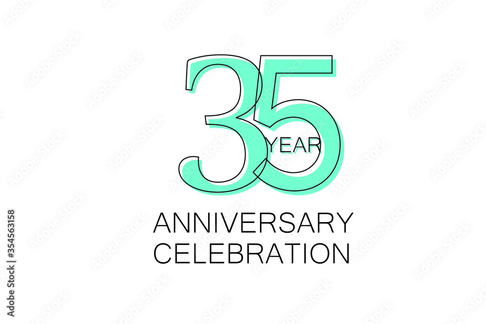 35 year Anniversary, Sleek and Clean Design, Inspired by Comic and Magazine Looks, Pastel Blue Color, Dedicated for invitation, greeting card - Vector 35 year Anniversary, Sleek and Clean Design, Inspired by Comic and Magazine Looks, Pastel Blue Color, Dedicated for invitation, greeting card - Vector