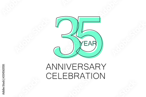 35 year Anniversary, Sleek and Clean Design, Inspired by Comic and Magazine Looks, Pastel Blue Color, Dedicated for invitation, greeting card - Vector