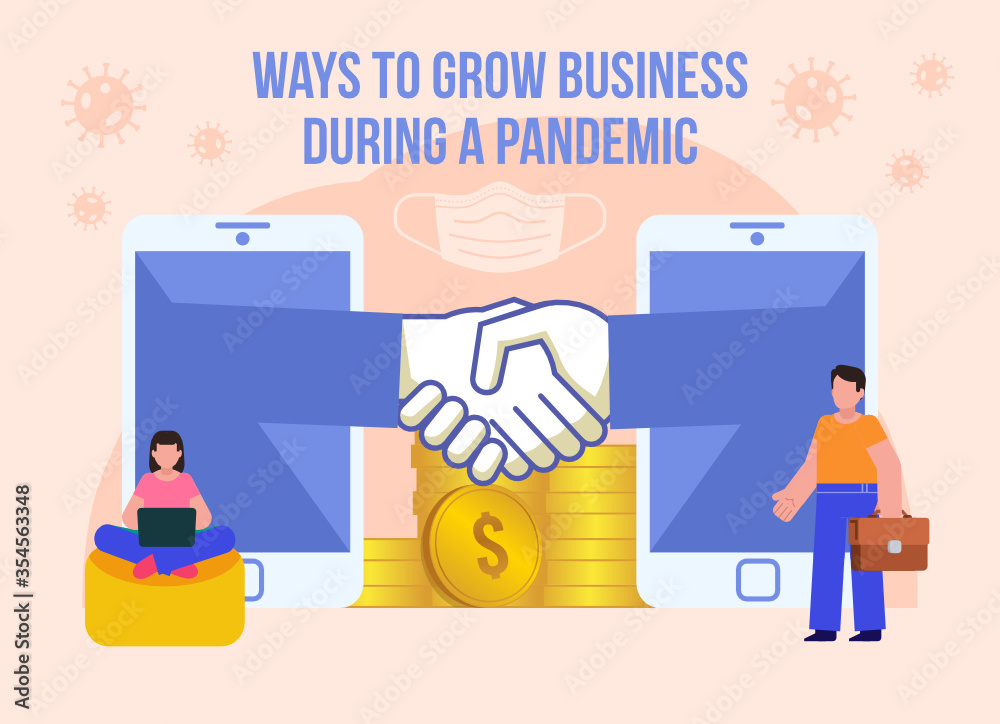 Ways to maintain or even grow your business during a pandemic. Minimal design vector illustration
