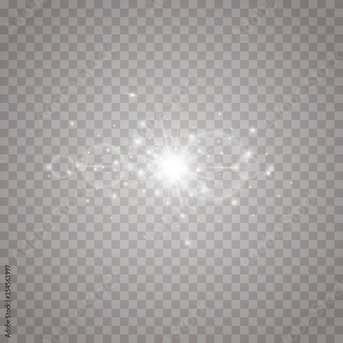 Vector transparent sunlight special lens flare light effect. Sun flash with rays and spotlight
