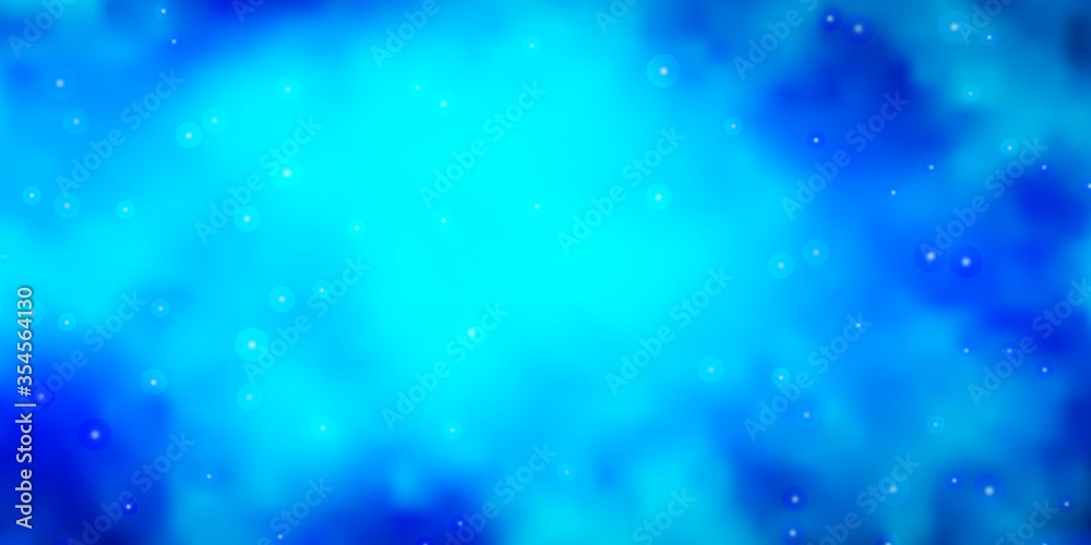 Dark BLUE vector template with neon stars. Blur decorative design in simple style with stars. Pattern for new year ad, booklets.