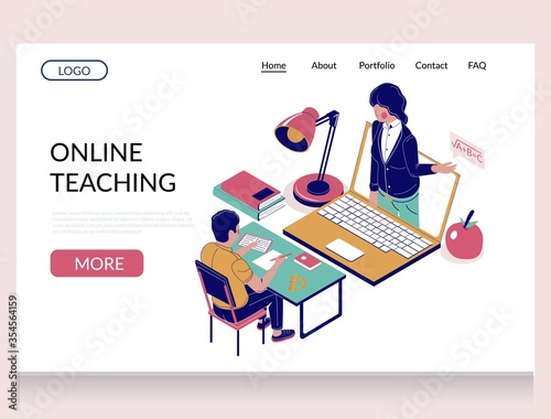 Online teaching vector website landing page template