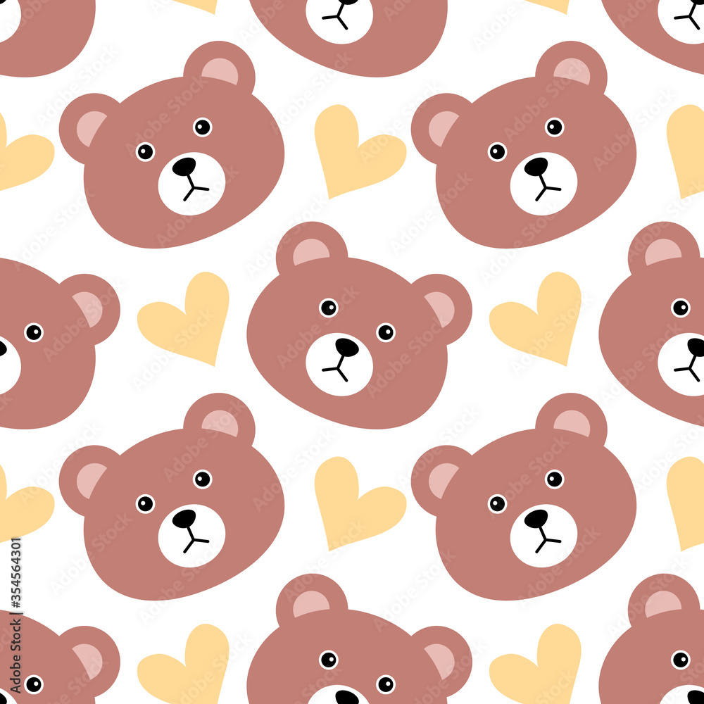 Seamless pattern with cute cartoon teddy bears vector illustration Seamless pattern with cute cartoon teddy bears vector illustration