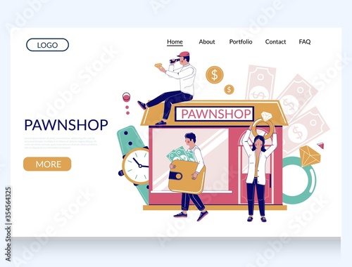 Pawn shop vector website landing page template